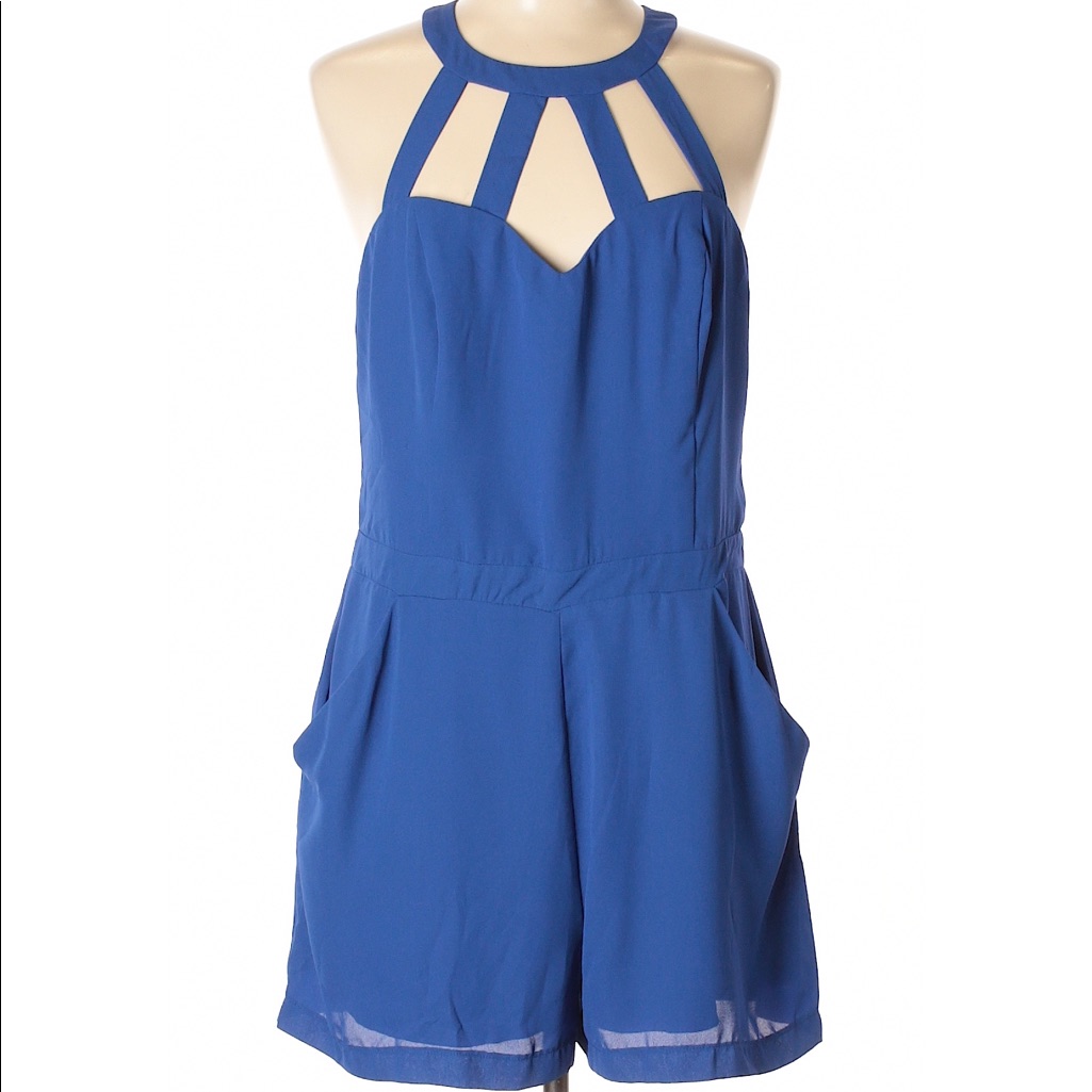 Nwot Bisou Bisou Royal Blue Romper